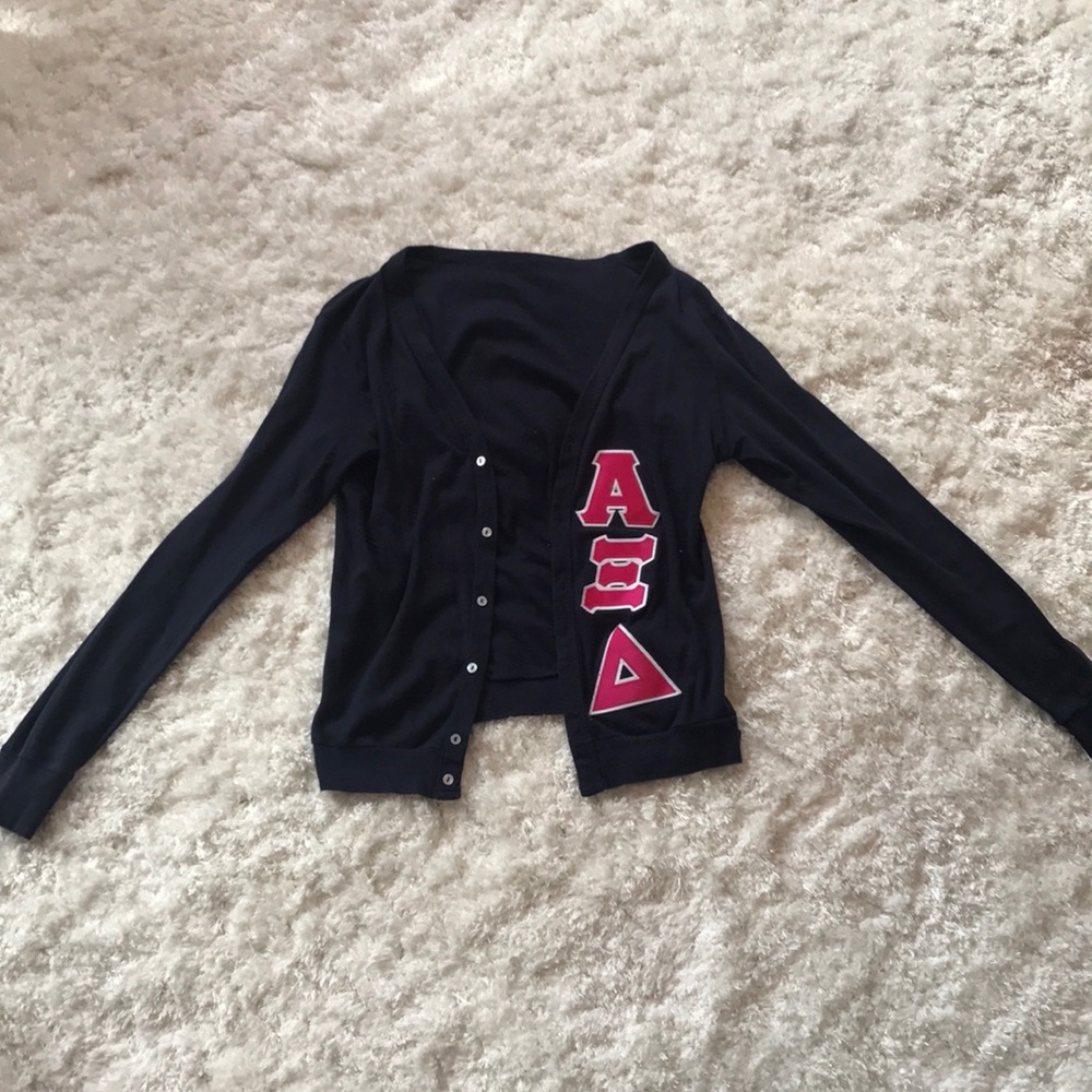 Alpha xi delta stitched cardigan